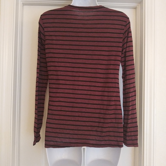 Stateside Striped Maroon/Black Front Knot Top - Picture 4 of 5